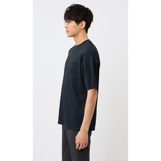 AOYAMA 【洋服の青山】春夏 ネイビー系 らくリッチ汗隠し鹿の子T