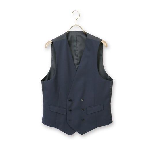 新品 ANGLAIS ダブルブレスト ショールカラー ベスト ジレ M ネイビー AOYAMA 【洋服の青山】オールシーズン ネイビー系 スタイリッシュ