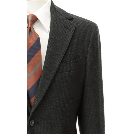 【洋服の青山】プレミアム ウール100% スーツ メンズ スリム 秋冬用 グレー系 千鳥格子 チェック柄 2ボタン 背抜き サイドベンツ ワンタック 動きやすいの画像