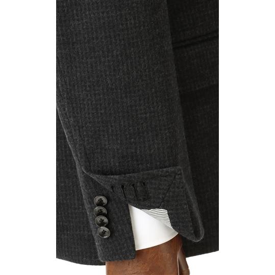 【洋服の青山】プレミアム ウール100% スーツ メンズ スリム 秋冬用 グレー系 千鳥格子 チェック柄 2ボタン 背抜き サイドベンツ ワンタック 動きやすいの画像