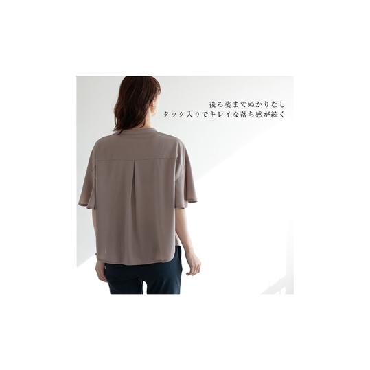 【洋服の青山】春夏用 グレー系 ジョーゼットフリル袖スキッパーブラウス［ウォッシャブル］［オンラインストア限定］｜y-aoyama｜05