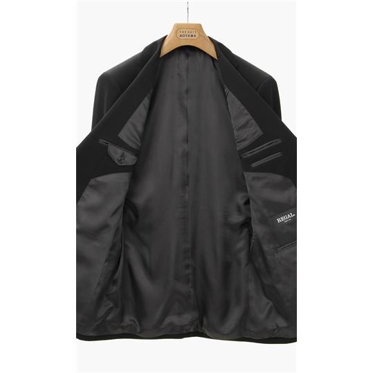 【洋服の青山】 スリーシーズン ブラック系【シングル】スタンダードフォーマル(キング) REGAL メンズ 礼服 喪服 通夜 冠婚葬祭 ブラックスーツ ワンタックの画像
