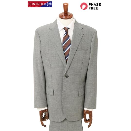 【洋服の青山】ツーパンツ スーツ スタンダード オールシーズン用 グレー系 千鳥格子 CONTROLα 温度調節 ウォッシャブル ストレッチ 消臭 シワ抑制 REGALの画像