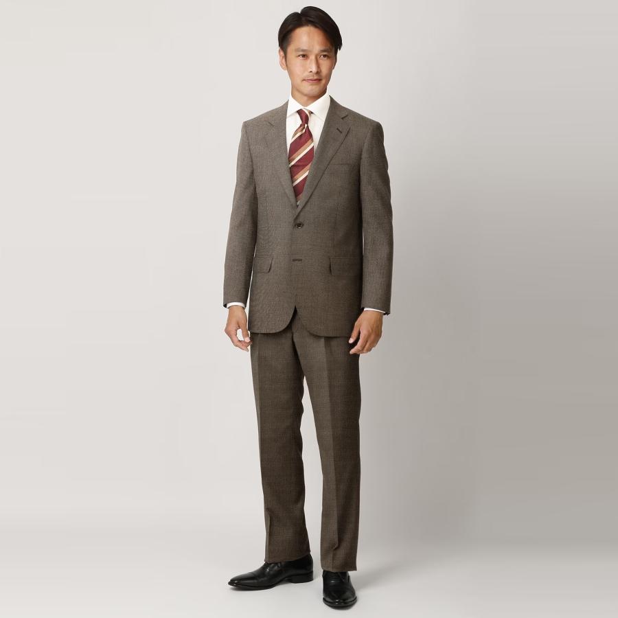 スリムスーツ ブラウン AOYAMA 【洋服の青山】プレミアム スーツ メンズ スリム 秋冬用