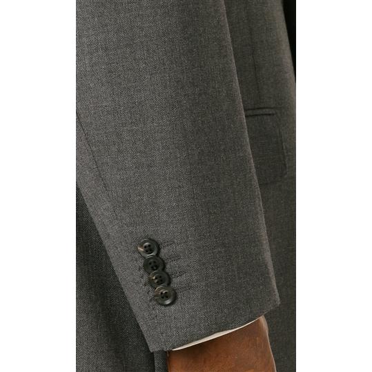 【洋服の青山】プレミアム スーツ スタンダード 秋冬用 グレー系 織柄 ウール100% シングル 2ボタン 総裏 脇当て ワンタック ビジネス CAVENDISH Savile Rowの画像