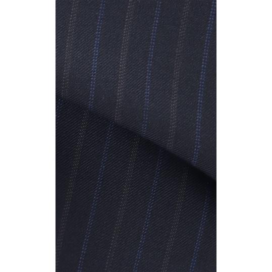 【洋服の青山】秋冬 ネイビー系 プレミアムスタンダードスーツ【DORMEUIL】 Savile Row メンズ ビジネス ストレッチ 長袖 標準体 ワンタック ストライプの画像