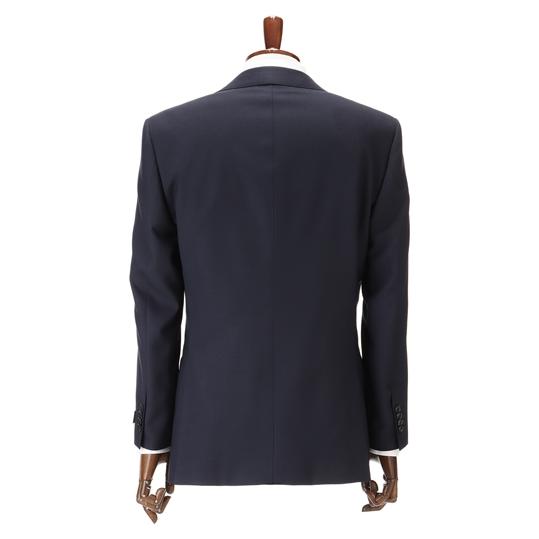 【洋服の青山】秋冬 ネイビー系 プレミアムスタンダードスーツ【DORMEUIL】 Savile Row メンズ ビジネス ストレッチ 長袖 標準体 ワンタック 織柄の画像