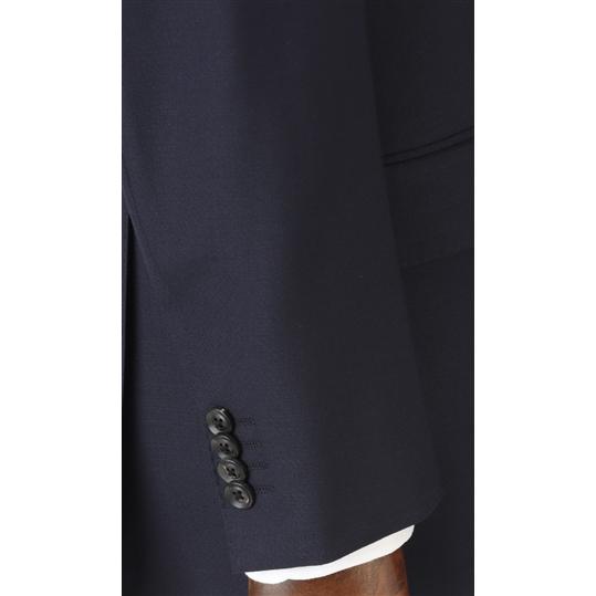 【洋服の青山】秋冬 ネイビー系 プレミアムスタンダードスーツ【DORMEUIL】 Savile Row メンズ ビジネス ストレッチ 長袖 標準体 ワンタック 織柄の画像