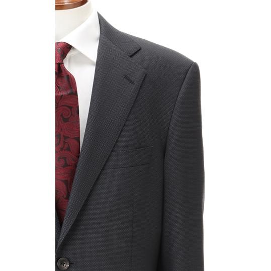 【洋服の青山】秋冬 ネイビー系 プレミアムスタンダードスーツ【DORMEUIL】 Savile Row メンズ ビジネス ストレッチ 長袖 標準体 ワンタック 織柄の画像