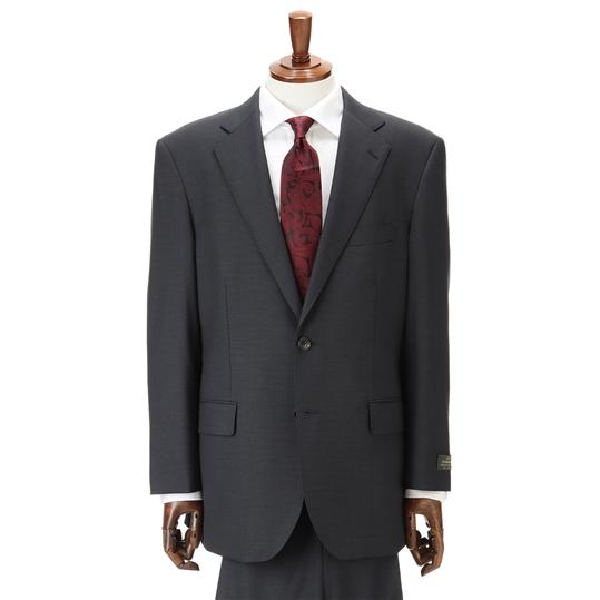 【洋服の青山】秋冬 ネイビー系 プレミアムスタンダードスーツ【DORMEUIL】 Savile Row メンズ ビジネス ストレッチ 長袖 標準体 ワンタック 織柄の画像