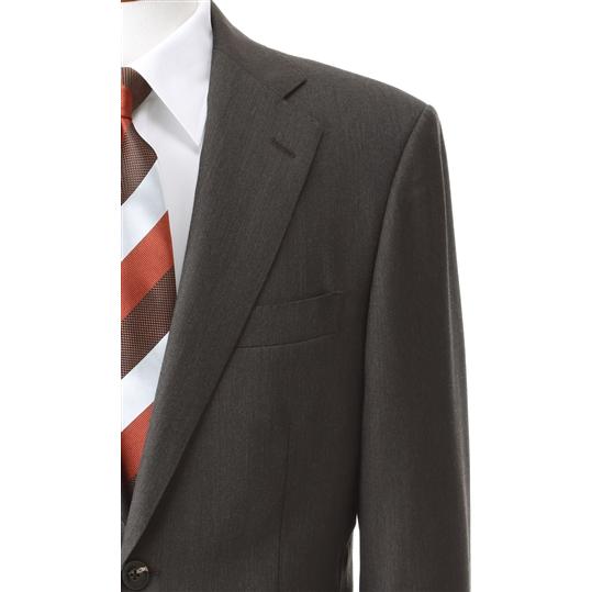 【洋服の青山】秋冬 ブラウン系 プレミアムスタンダードスーツ【AQUA WOOL】 Savile Row メンズ ビジネス 長袖 標準体 ワンタック 織柄 2ボタン 最高級の画像