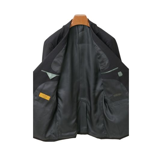 【洋服の青山】プレミアム ウール100％ スーツ メンズ スリム 紳士服 ストレッチ 秋冬 ネイビー 紺 ストライプ スタイリッシュ 細見体 総裏 ビジネス HILTONの画像