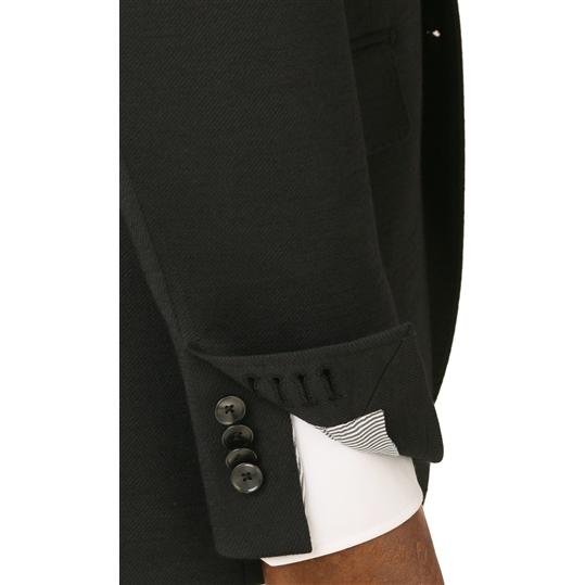 【洋服の青山】秋冬 ブラック系 プレミアムスタイリッシュスーツ【RELAXING MODEL】 HILTON メンズ ビジネス ストレッチ 長袖 標準体 ワンタック 織柄の画像