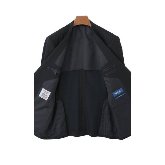 【洋服の青山】オールシーズン ネイビー系 スタンダードスーツ【CONTROLα】【ウォッシャブル】 【ジャケット】 2ボタン 背抜き 切り台場 脇当て サイドベンツの画像