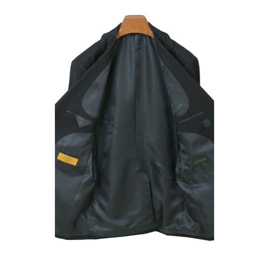 【洋服の青山】プレミアム ツーパンツ ウール100% スーツ メンズ スリム 秋冬用 2ボタン 総裏 ノータック ネイビー ストライプ柄 動きやすい ストレッチ 2パンツの画像