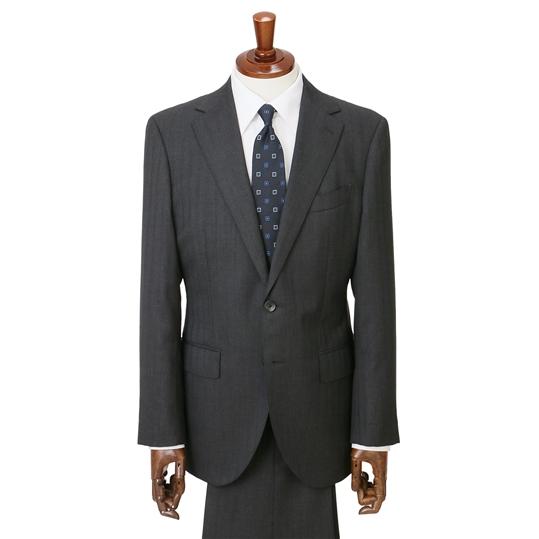 【洋服の青山】【ツーパンツ】メンズ スーツ 秋冬用 グレー系 プレミアム スタイリッシュ 最高級 ウール100% ストレッチ ビジネス オフィス 通勤 男性 紳士服の画像