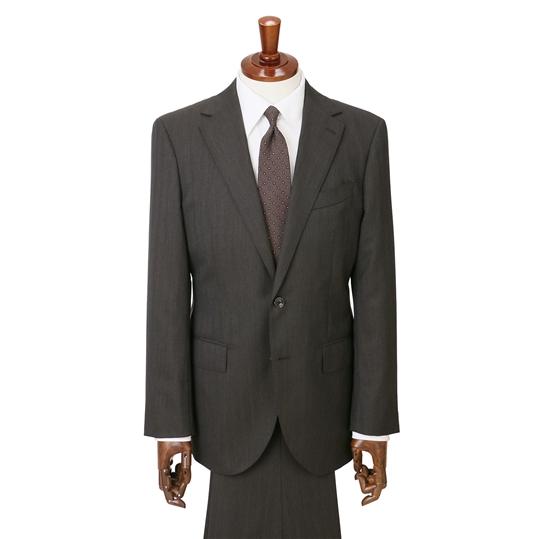 【洋服の青山】メンズ 秋冬用 ブラウン系 プレミアムスタイリッシュスーツ【ツーパンツ】【Super100’s】 HILTON ストレッチ ノータック 2ボタン 総裏の画像