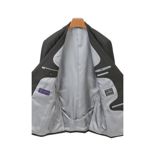【洋服の青山】秋冬 グレー系 プレミアムスタンダードスーツ【CAVENDISH】 【ジャケット】 2ボタン 総裏 本台場 脇当て 重ねボタン サイドベンツの画像