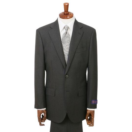 【洋服の青山】秋冬 グレー系 プレミアムスタンダードスーツ【CAVENDISH】 【ジャケット】 2ボタン 総裏 本台場 脇当て 重ねボタン サイドベンツの画像