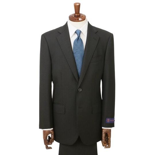 【洋服の青山】秋冬 ブラック系 プレミアムスタンダードスーツ【CAVENDISH】 【ジャケット】 2ボタン 総裏 本台場 脇当て 重ねボタン サイドベンツの画像