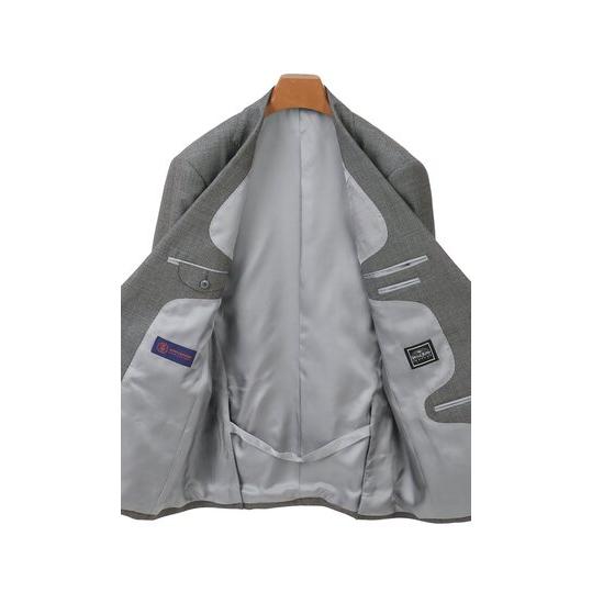 【洋服の青山】秋冬 グレー系 プレミアムスタンダードスーツ【CAVENDISH】 【ジャケット】 2ボタン 総裏 本台場 脇当て 重ねボタン サイドベンツの画像