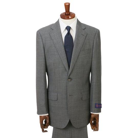 【洋服の青山】秋冬 グレー系 プレミアムスタンダードスーツ【CAVENDISH】 【ジャケット】 2ボタン 総裏 本台場 脇当て 重ねボタン サイドベンツの画像
