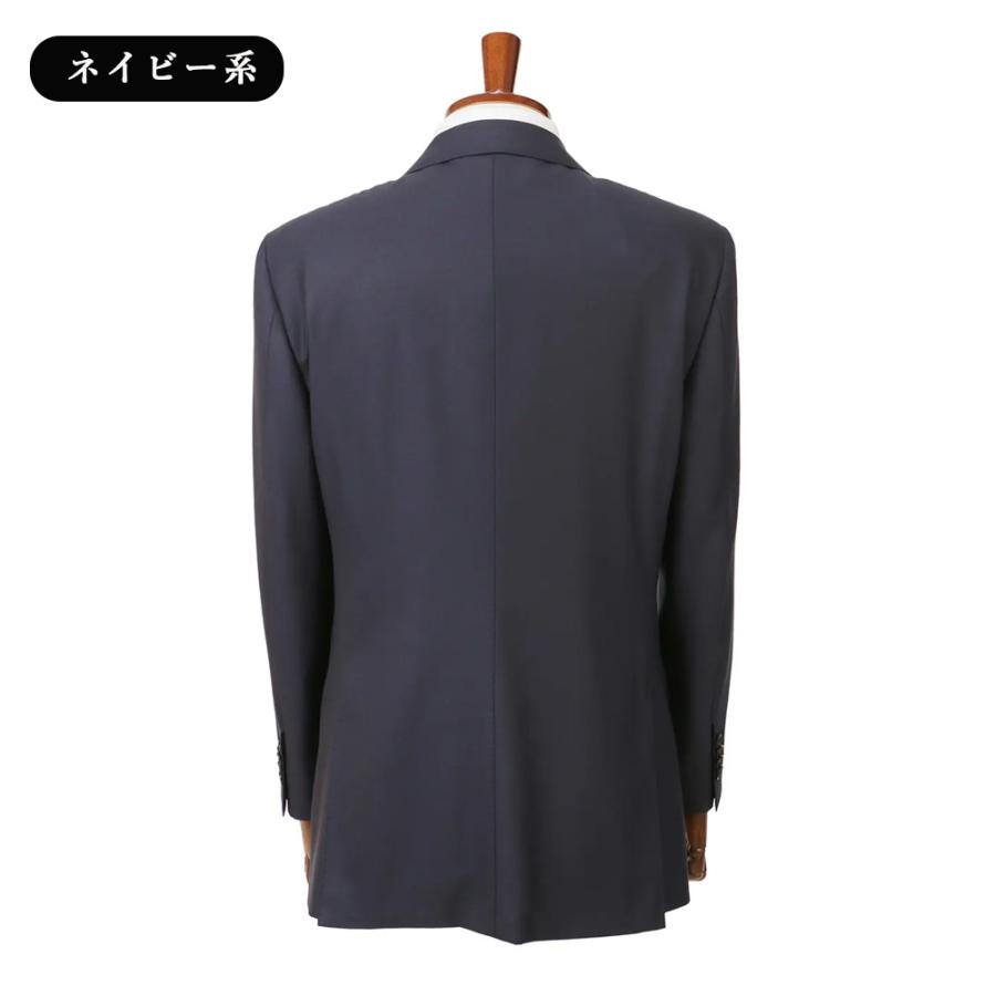 【洋服の青山】ウール100% プレミアム スーツ メンズ スリム 秋冬  ネイビー 紺 無地 2ボタン 総裏 サイドベンツ ワンタック 軽い 静電気抑制 ビジネス 会食の画像