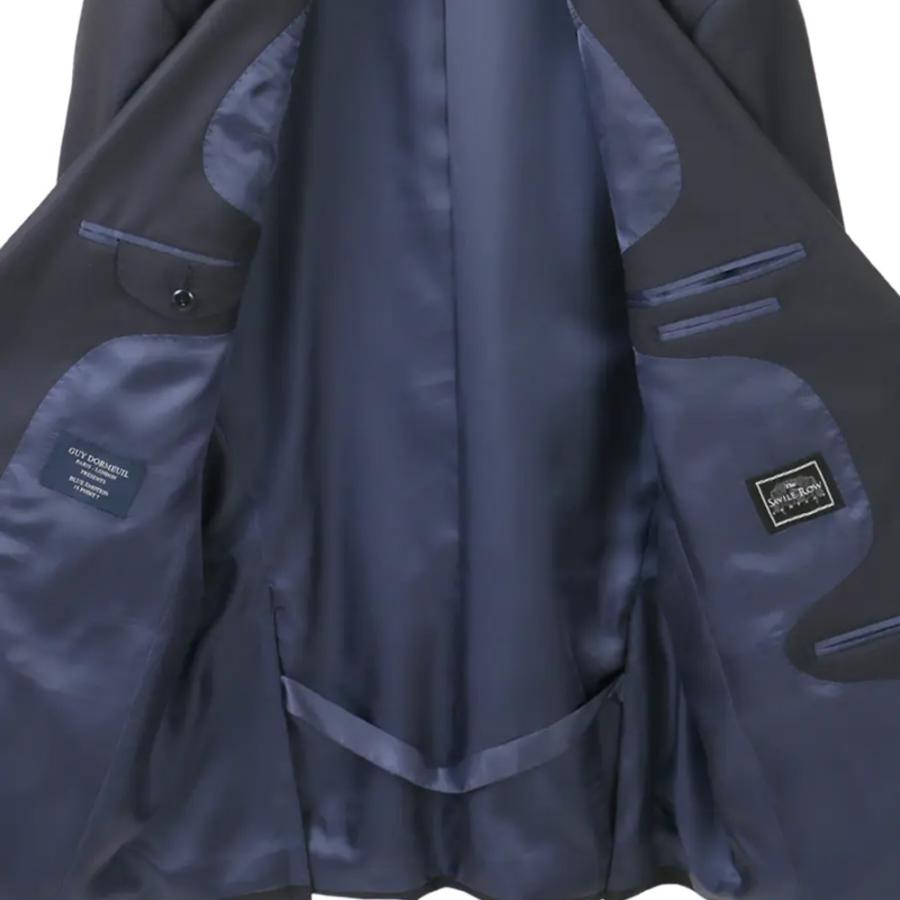 【洋服の青山】ウール100% プレミアム スーツ メンズ スリム 秋冬  ネイビー 紺 無地 2ボタン 総裏 サイドベンツ ワンタック 軽い 静電気抑制 ビジネス 会食の画像