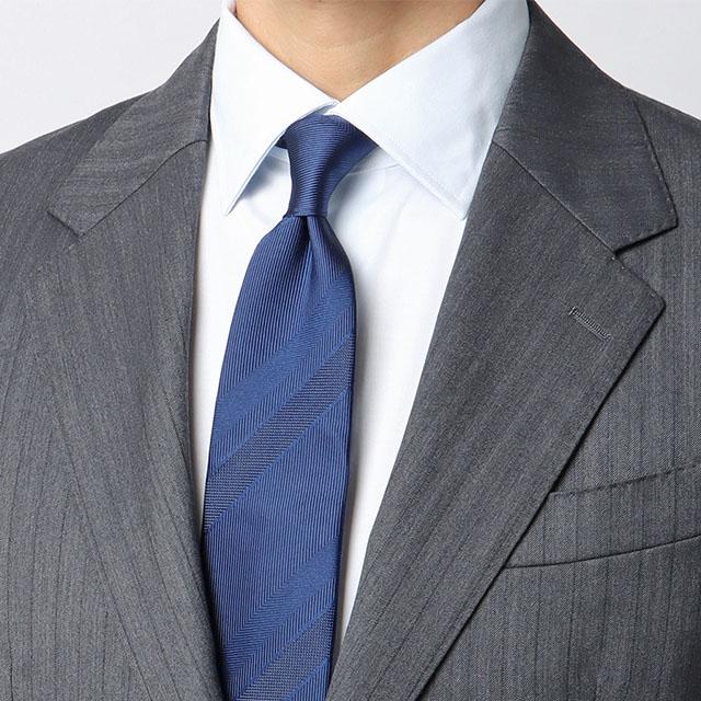 【洋服の青山】プレミアム ウール カシミヤ混 スーツ メンズ スリム 秋冬 グレー 灰色 ストライプ SUPER100’S 大きいサイズ シングル 2ボタン サイドベンツの画像