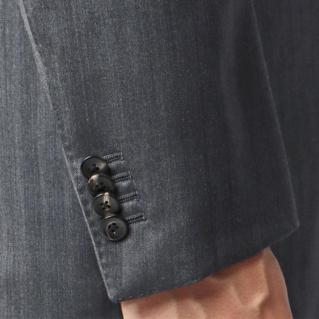 【洋服の青山】プレミアム ウール カシミヤ混 スーツ メンズ スリム 秋冬 グレー 灰色 ストライプ SUPER100’S 大きいサイズ シングル 2ボタン サイドベンツの画像
