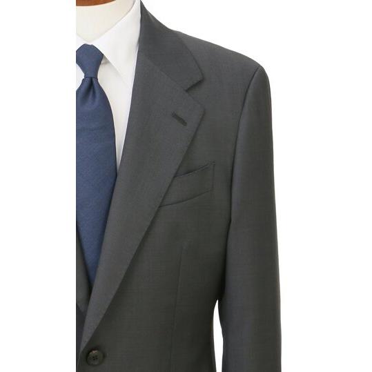 【洋服の青山】プレミアム ウール100% スーツ メンズ スリム 秋冬 グレー 灰色 ストレッチ 動きやすい ビジネス オフィス 出張 営業 通勤 仕事 卒業式 入社式の画像