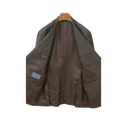 【洋服の青山】プレミアム ウール100% スーツ メンズ スリム 秋冬 ブラウン 茶色 ストレッチ 動きやすい ビジネス オフィス 出張 営業 通勤 仕事 卒業式 入社式の画像