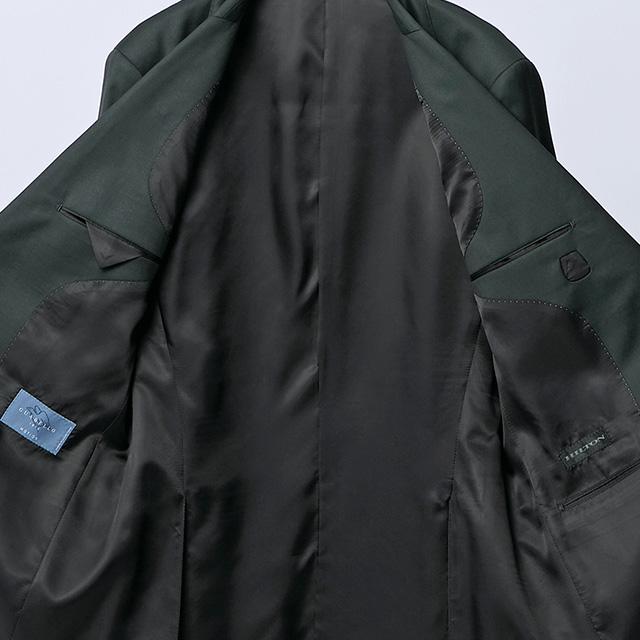 【洋服の青山】プレミアム ウール100% スーツ メンズ スリム 秋冬 グリーン 緑 ストレッチ 動きやすい ビジネス オフィス 出張 営業 通勤 仕事 卒業式 入社式の画像