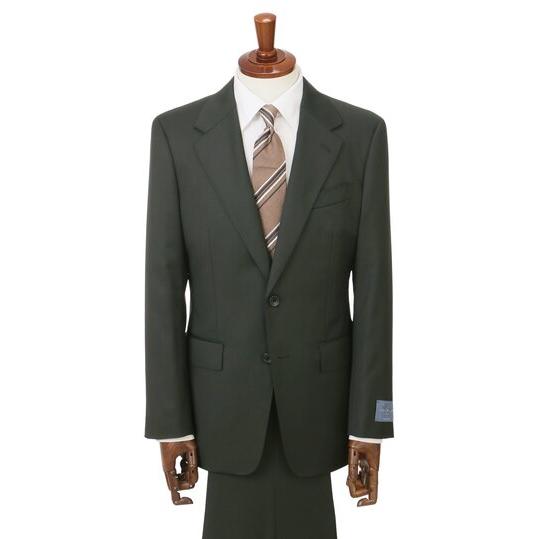 【洋服の青山】プレミアム ウール100% スーツ メンズ スリム 秋冬 グリーン 緑 ストレッチ 動きやすい ビジネス オフィス 出張 営業 通勤 仕事 卒業式 入社式の画像