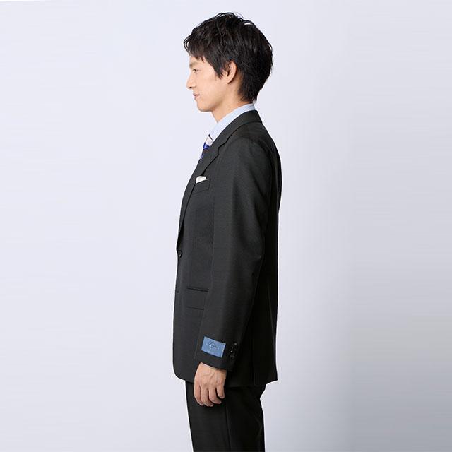 【洋服の青山】プレミアム ウール100% スーツ メンズ スリム 秋冬 グレー 灰色 織柄 ハンドメイド 大きいサイズ サイドベンツ ストレッチ 動きやすい ビジネスの画像