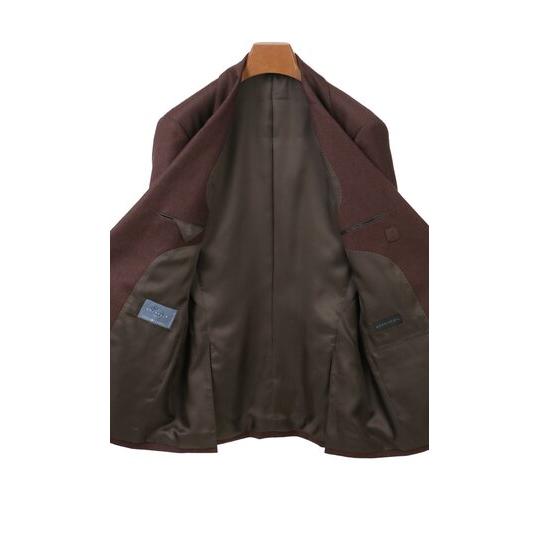 【洋服の青山】プレミアム ウール100% スーツ メンズ スリム 秋冬 エンジ 2ボタン 総裏 サイドベンツ ストレッチ 動きやすい 静電気防止 ビジネス 会議 商談の画像