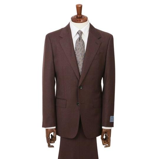 【洋服の青山】プレミアム ウール100% スーツ メンズ スリム 秋冬 エンジ 2ボタン 総裏 サイドベンツ ストレッチ 動きやすい 静電気防止 ビジネス 会議 商談の画像