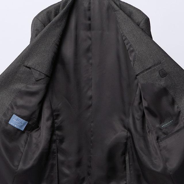 【洋服の青山】プレミアム ウール100% スーツ メンズ スリム 秋冬 グレー 2ボタン 総裏 サイドベンツ ストレッチ 動きやすい 静電気防止 ビジネス 会議 商談の画像