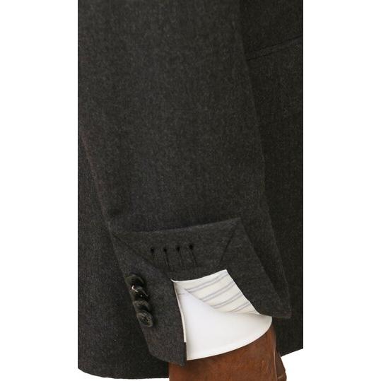 【洋服の青山】プレミアム ウール100% スーツ メンズ スリム 秋冬 グレー 2ボタン 総裏 サイドベンツ ストレッチ 動きやすい 静電気防止 ビジネス 会議 商談の画像