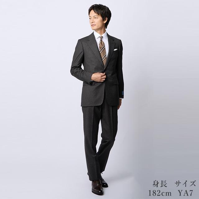 【洋服の青山】プレミアム ウール100% スーツ メンズ スリム 秋冬 グレー 2ボタン 総裏 サイドベンツ ストレッチ 動きやすい 静電気防止 ビジネス 会議 商談の画像