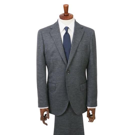 【洋服の青山】プレミアム ウール混 スーツ メンズ スリム 秋冬 グレー 灰色 ストレッチ 動きやすい ビジネス オフィス 出張 営業 通勤 仕事 卒業式の画像
