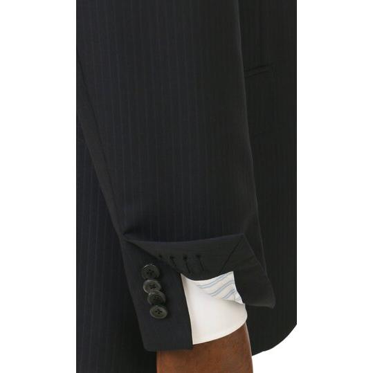 【洋服の青山】秋冬 ブラック系 プレミアムスタイリッシュスーツ【ツーパンツ】【Super100’s】 【ジャケット】 2ボタン 総裏 本台場 脇当て ペン差しポケットの画像