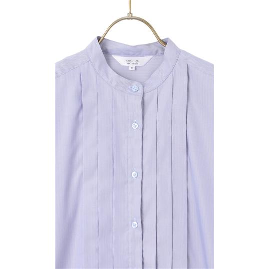 多色プリーツ長袖シャツ AOYAMA 【洋服の青山】 バンドカラープリーツシャツ 長袖 オール