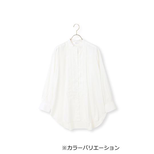 多色プリーツ長袖シャツ AOYAMA 【洋服の青山】 バンドカラープリーツシャツ 長袖 オール