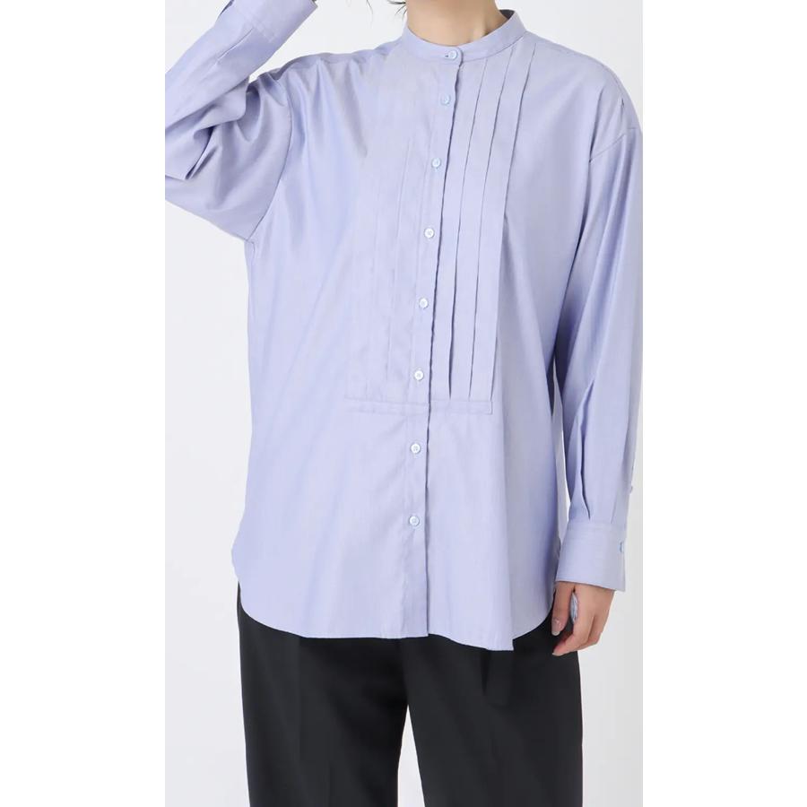 AOYAMA 【洋服の青山】 バンドカラープリーツシャツ 長袖 オール