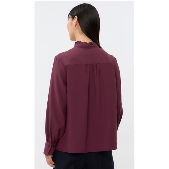 AOYAMA 【洋服の青山】フリル 襟 ブラウス レディース エンジ系 長袖