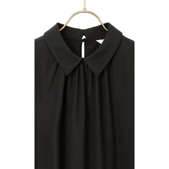 AOYAMA 【洋服の青山】襟付き シャツブラウス ギャザー フリル