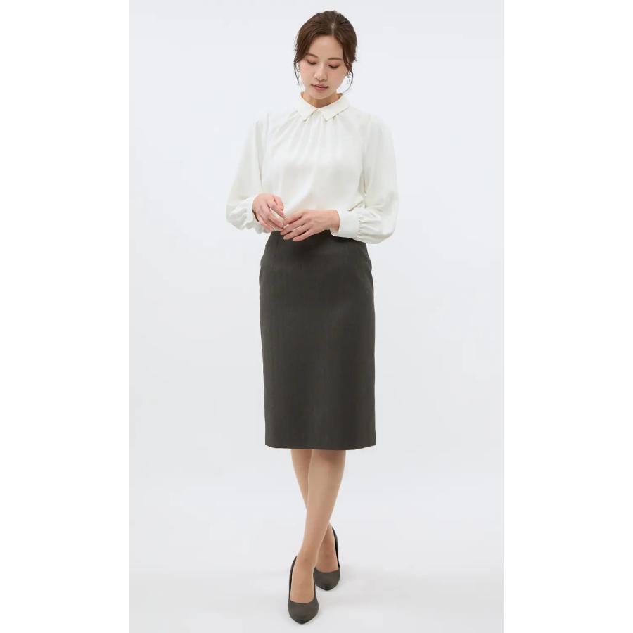 AOYAMA 【洋服の青山】襟付き シャツブラウス ギャザー フリル