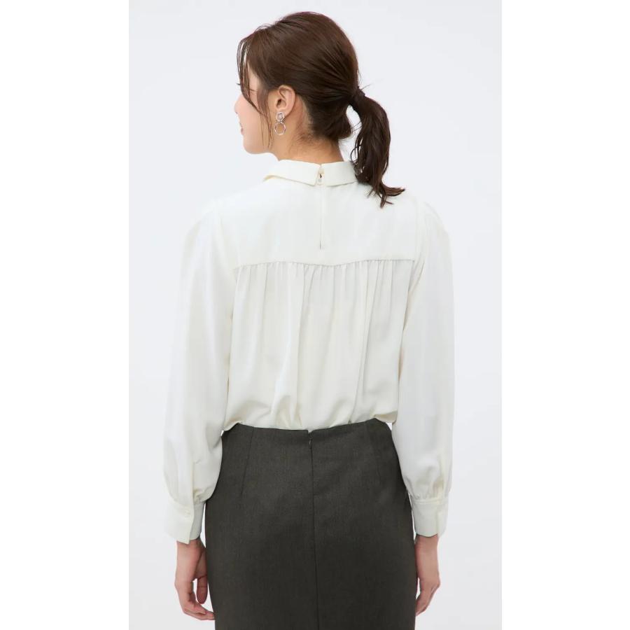 AOYAMA 【洋服の青山】襟付き シャツブラウス ギャザー フリル