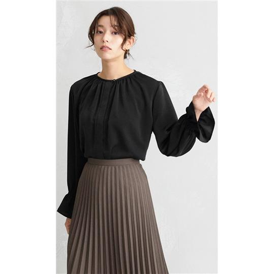 AOYAMA 【洋服の青山】フレア袖 ギャザー ブラウス シフォン